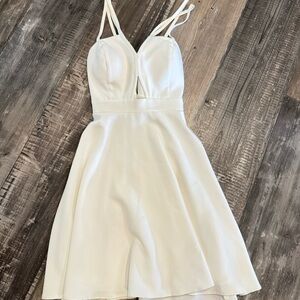 Elegant White Spaghetti-Strap A-Line Dress
